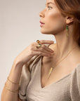 Captured Green Tourmaline and Fringe Deco Earrings