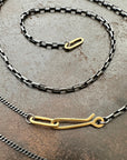 18k gold and oxidized silver chain