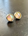 opal stud earrings, 14k gold, ethereal earrings, one of a kind jewelry, hilary finck jewelry, captured collection, fine jewelry, unique jewelry
