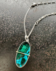 One of a Kind Chrysocolla Pendant Necklace in Sterling Silver & 14k Gold