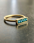 blue diamond, 18k gold, ring, bead ring, diamond bead ring