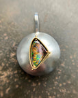 Captured® Boulder Opal Pendant with Mixed Metal Chain 18k Gold and Oxidized Sterling Silver