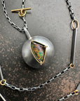 Captured® Boulder Opal Pendant with Mixed Metal Chain 18k Gold and Oxidized Sterling Silver