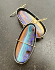 boulder opal, opal, earrings, opal earrings, 18k biimetal, 18k gold