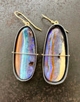 boulder opal, opal, earrings, opal earrings, 18k biimetal, 18k gold