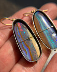 boulder opal, opal, earrings, opal earrings, 18k biimetal, 18k gold