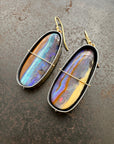 boulder opal, opal, earrings, opal earrings, 18k biimetal, 18k gold