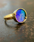 boulder opal, spin ring, 18k gold, opal ring, gold ring