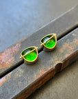 chrome diopside green gemstone and 18k gold stud earrings
