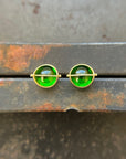 chrome diopside green gemstone and 18k gold stud earrings