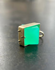 green chrysoprase cube pendant in 18k gold