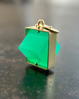 green chrysoprase cube pendant in 18k gold