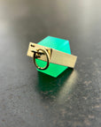 green chrysoprase cube pendant in 18k gold