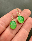 chrysoprase, drop earrings, earrings, green earrings, 18k gold earrings