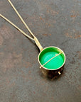 Captured Chrysoprase Circle Pendant