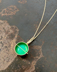 Captured Chrysoprase Circle Pendant