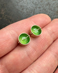 Captured Rosecut Chrysoprase Studs