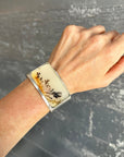 silver cuff bracelet with dendritic agate stone