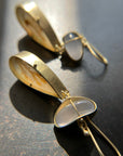 dendritic agate, chalcedony, earrings, drop earrings, 18k gold earrings, one of a kind, fine jewelry