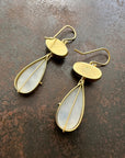 dendritic agate, chalcedony, earrings, drop earrings, 18k gold earrings, one of a kind, fine jewelry