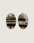 Dendritic Agate Striped Oval Pair