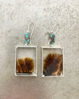 dendritic agate silver earrings with persian turquoise beads