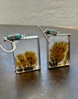 dendritic agate silver earrings with persian turquoise beads