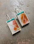 Captured Dendritic Agate and Turquoise Bead Earrings
