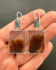 dendritic agate silver earrings with persian turquoise beads