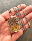 dendritic quartz, one of a kind jewelry, necklace, sterling silver necklace, silver necklace, long chain, women's jewelry