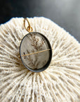 dendritic quartz pendant in gold setting
