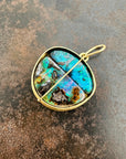 gold pendant with two boulder opals