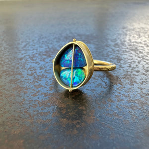 Captured Boulder Opal Duo Ring