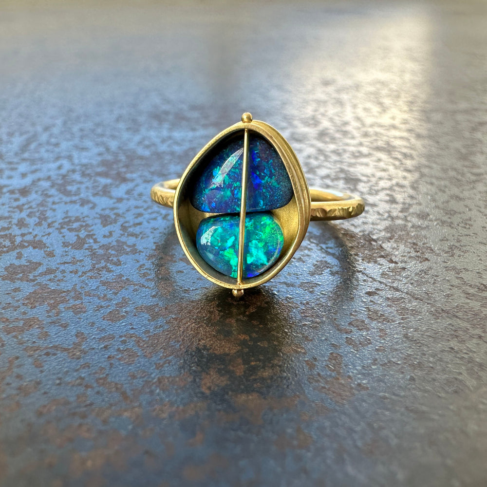 Captured Boulder Opal Duo Ring