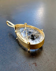 Captured Enhydro Quartz Teardrop Pendant