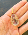 Captured Enhydro Quartz Teardrop Pendant