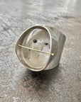 Captured Enhydro Quartz Parabola Ring