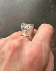 Captured Enhydro Quartz Parabola Ring