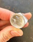 Captured Enhydro Quartz Parabola Ring