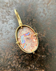 mexican fire opal, fire opal pendant, opal pendant, pink charm, opal charm, 18k gold pendant, one of a kind jewelry