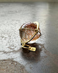 rutilated quartz orb 18k gold pendant