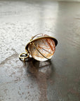 rutilated quartz orb 18k gold pendant