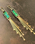 Captured Green Tourmaline and Fringe Deco Earrings