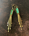Captured Green Tourmaline and Fringe Deco Earrings