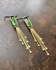 Captured Green Tourmaline and Fringe Deco Earrings