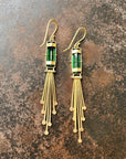 Captured Green Tourmaline and Fringe Deco Earrings