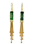 Captured Green Tourmaline and Fringe Deco Earrings