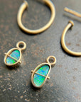 Golden Hoops with Blue & Green Boulder Opals Captured ® in 14k gold