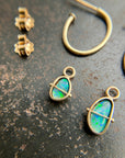 Golden Hoops with Blue & Green Boulder Opals | Captured ® in 14k gold