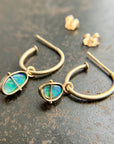 Golden Hoops with Blue & Green Boulder Opals | Captured ® in 14k gold
